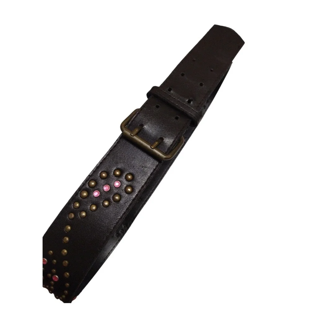 Unbranded Belt Woman's Small Brown Pink Studded Rhinestone Western‎ Paisley